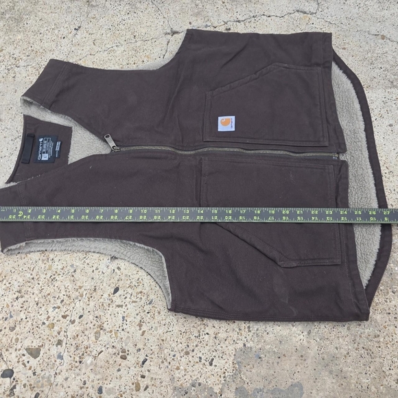 Carhartt Men's Washed Duck Sherpa-Lined Vest Size Large Brown - Picture 5 of 8